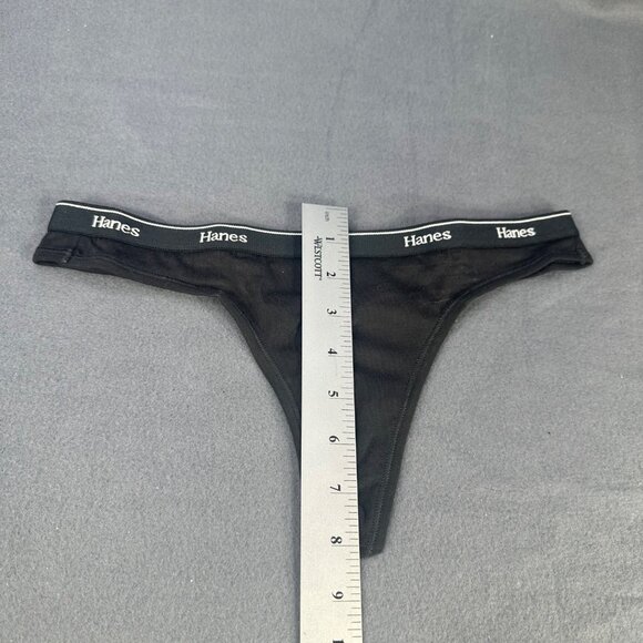 Hanes Womens Size Small 5 Panty Thong Cotton Stretch Black New Without Tags - Picture 5 of 6